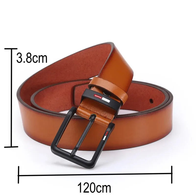 PU Leather Alloy Pin Square Buckle Belt