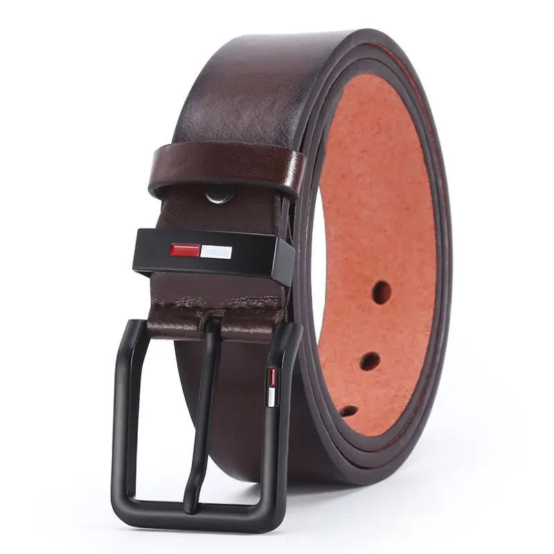 PU Leather Alloy Pin Square Buckle Belt