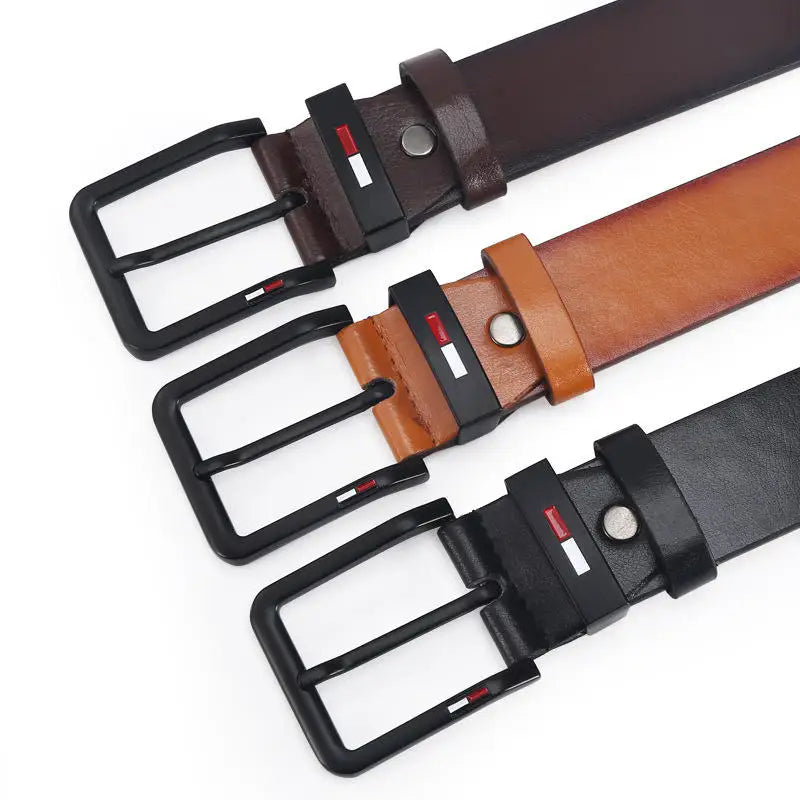 PU Leather Alloy Pin Square Buckle Belt