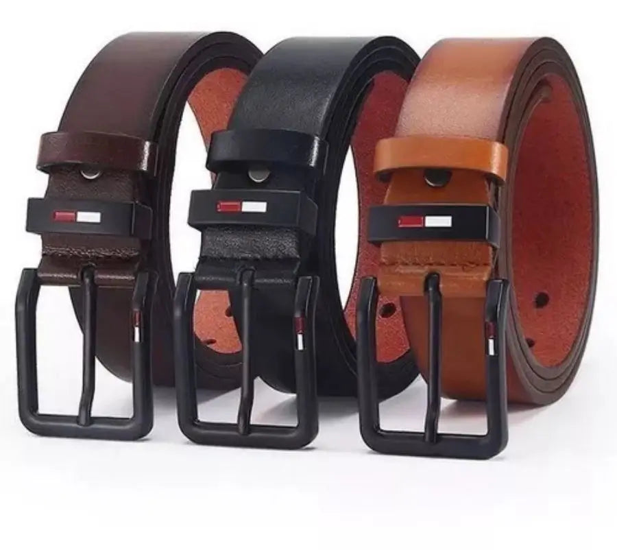 PU Leather Alloy Pin Square Buckle Belt