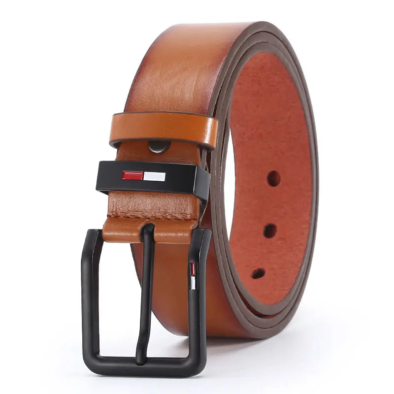 PU Leather Alloy Pin Square Buckle Belt