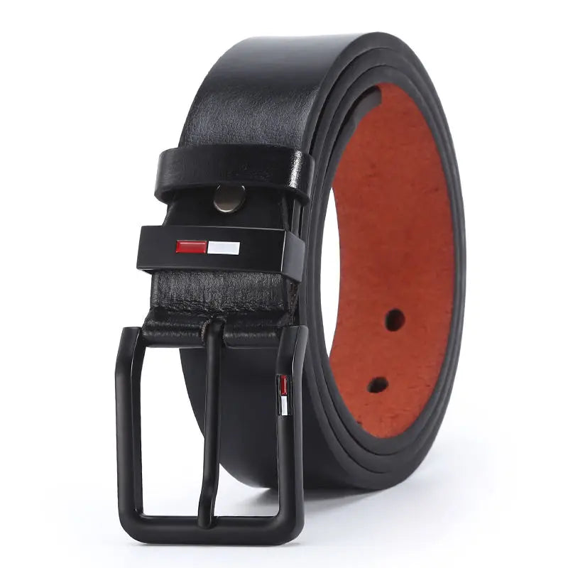 PU Leather Alloy Pin Square Buckle Belt