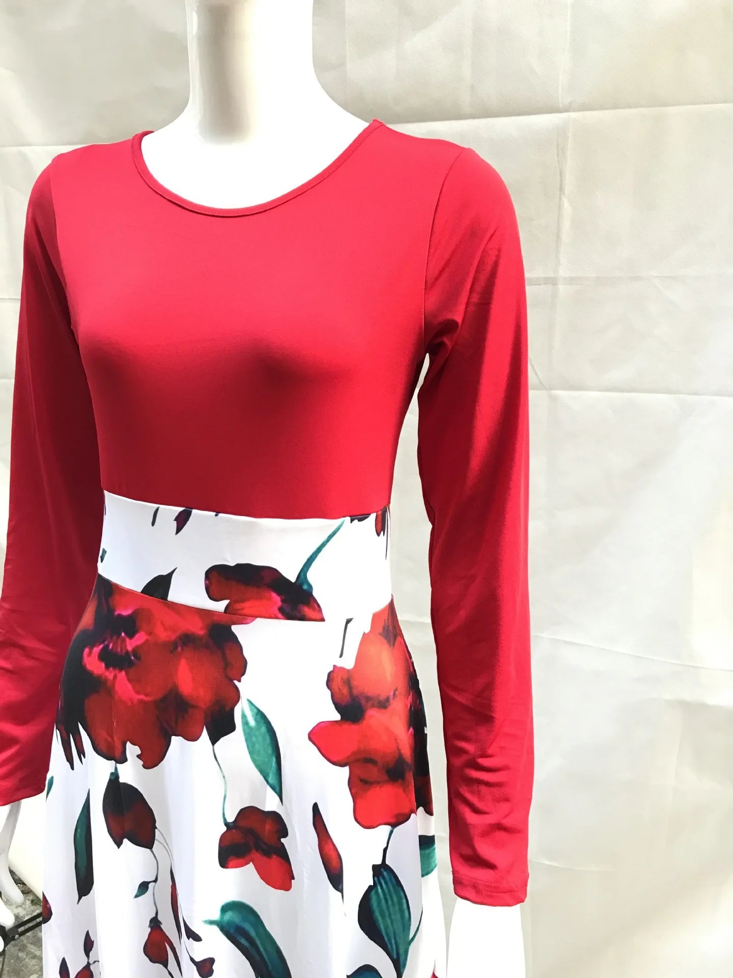 Autumn Flower Color Matching Long Dress