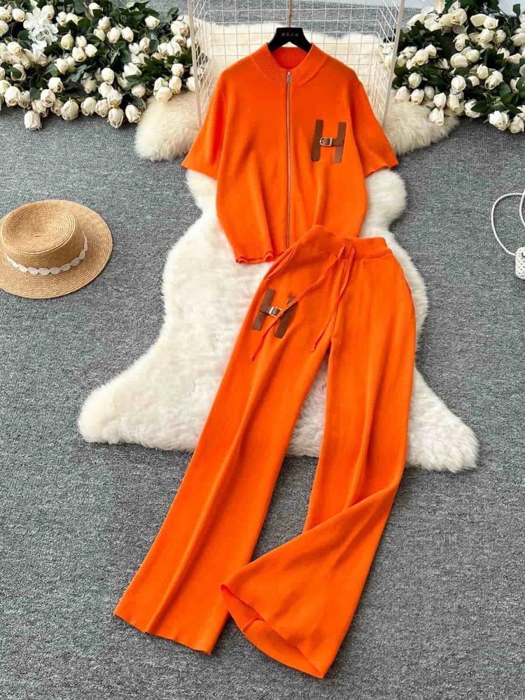 Round Neck Short Sleeved Two-piece Set