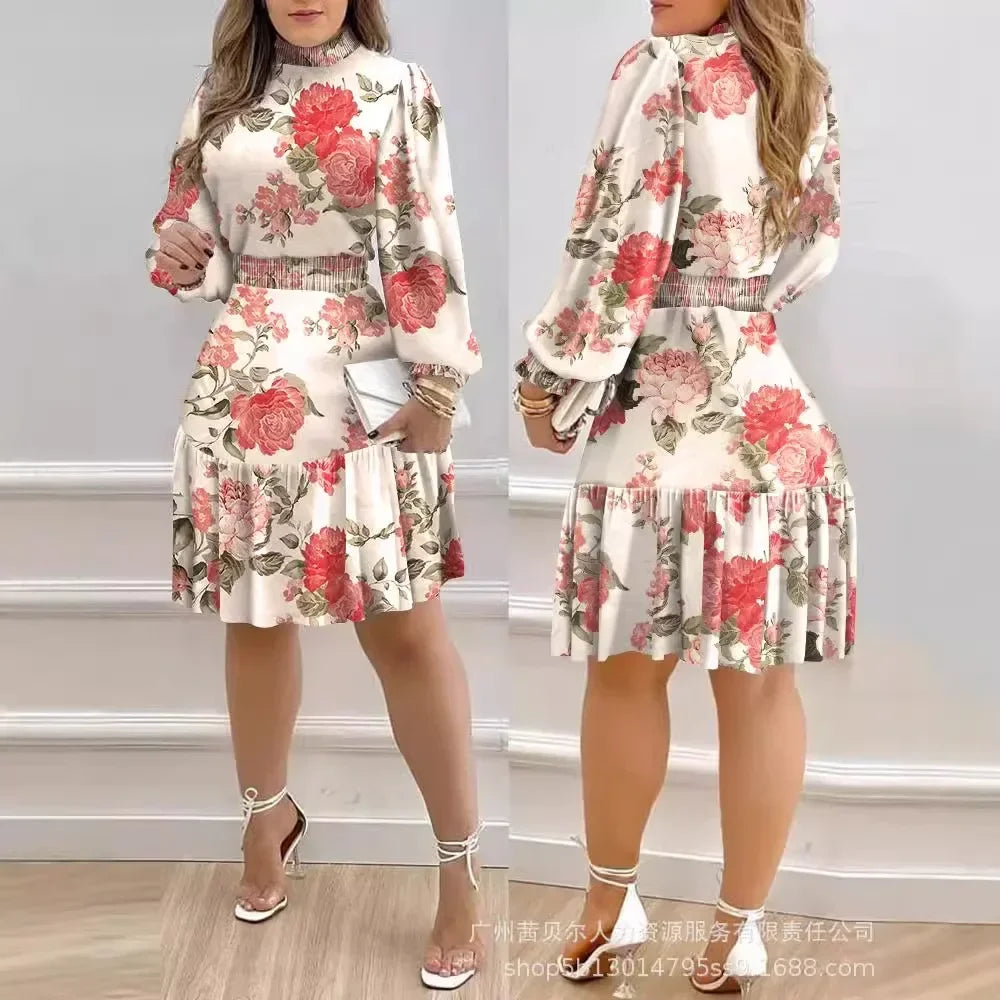 Floral Flower Printed Long Sleeve Dress