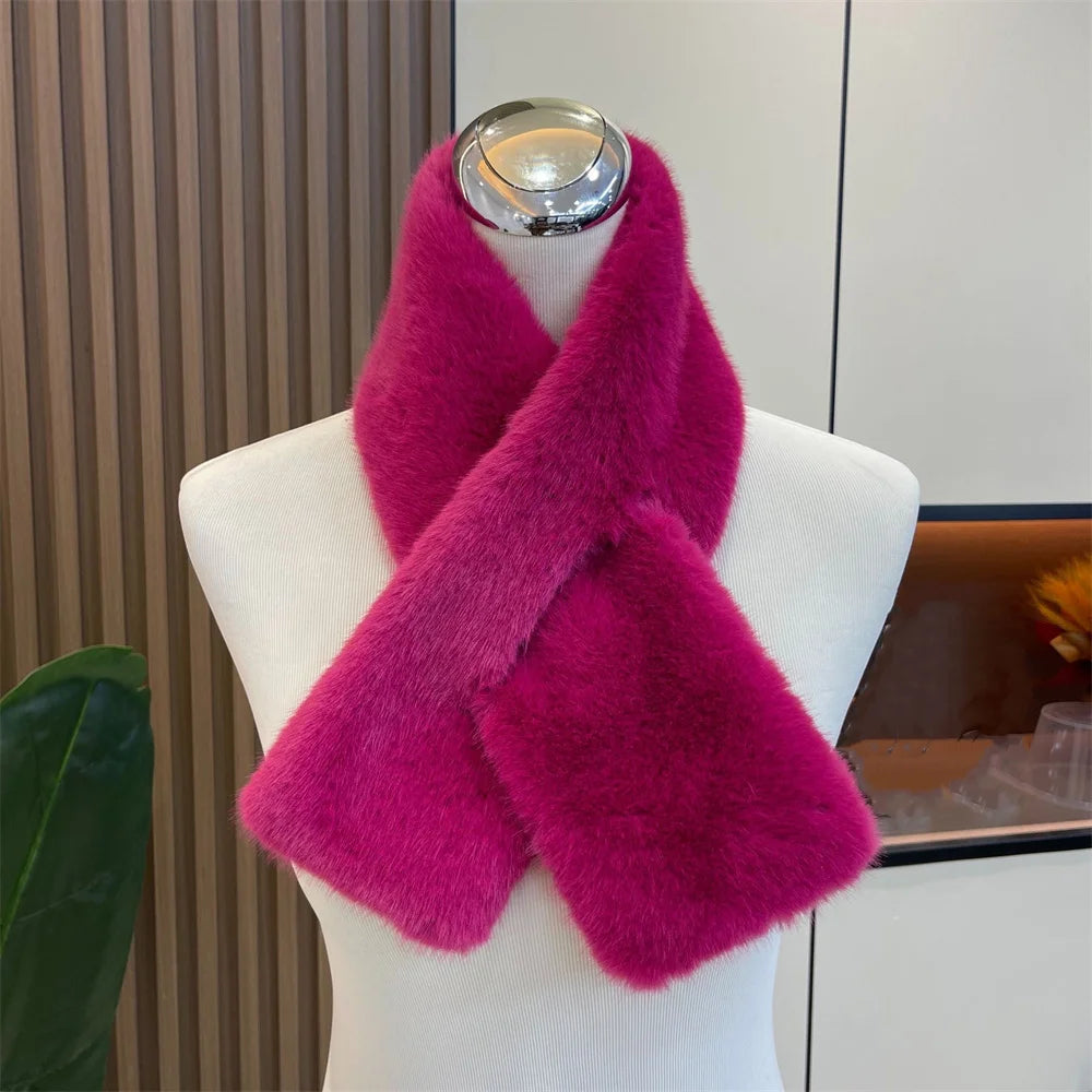 Women Winter Warm Thicken Cross Collar Scarf
