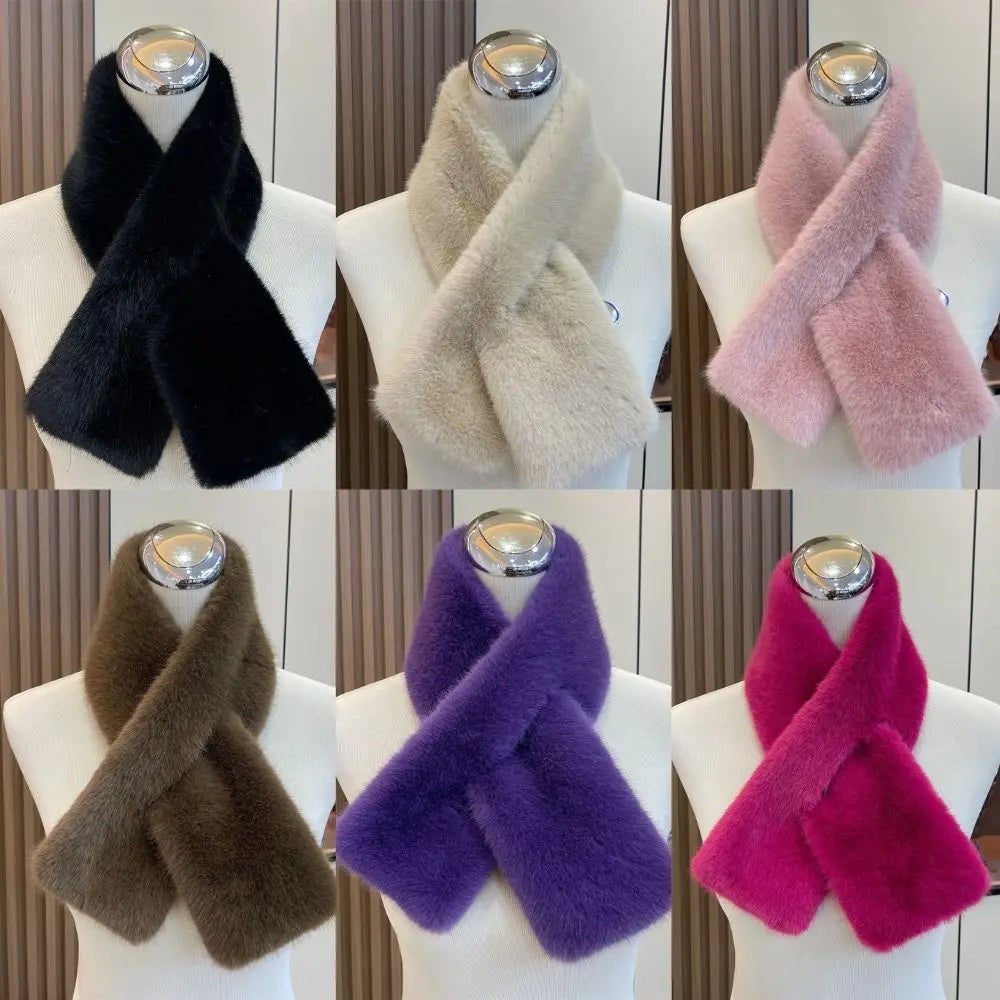 Women Winter Warm Thicken Cross Collar Scarf