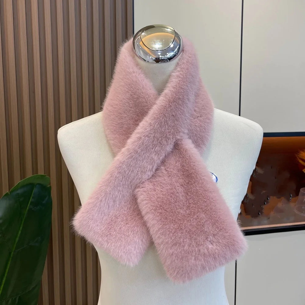 Women Winter Warm Thicken Cross Collar Scarf