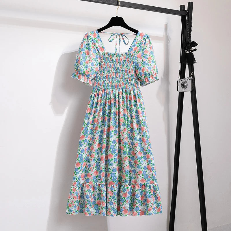 Summer Pleated Women Chiffon Dress