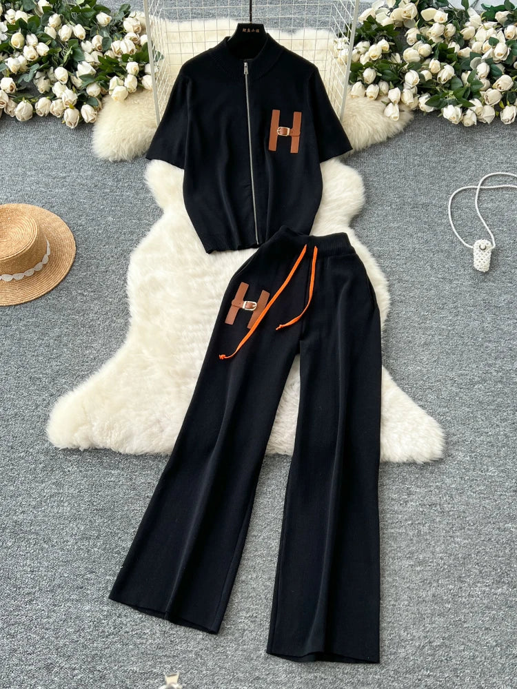 Round Neck Short Sleeved Two-piece Set