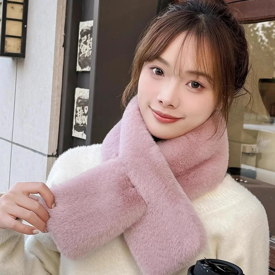 Women Winter Warm Thicken Cross Collar Scarf