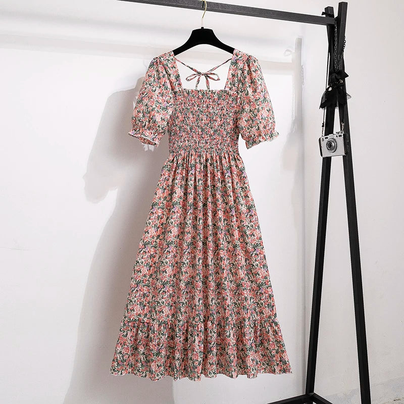Summer Pleated Women Chiffon Dress
