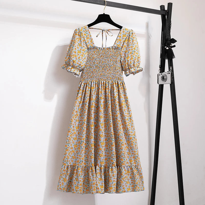 Summer Pleated Women Chiffon Dress