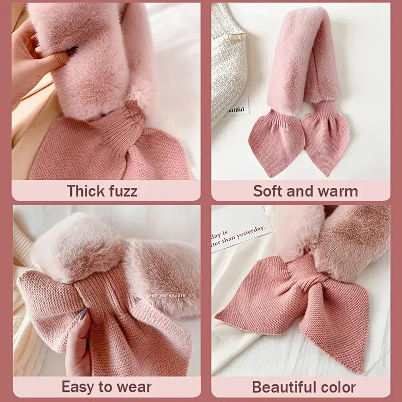 Winter Warm Furry Gloves Scarf Hat Set