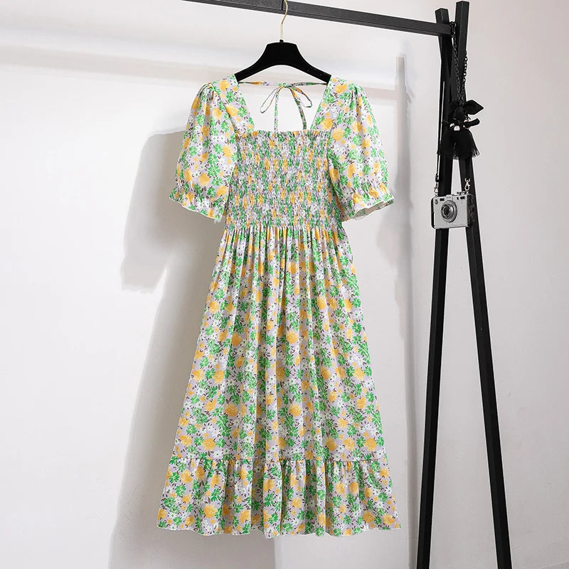 Summer Pleated Women Chiffon Dress