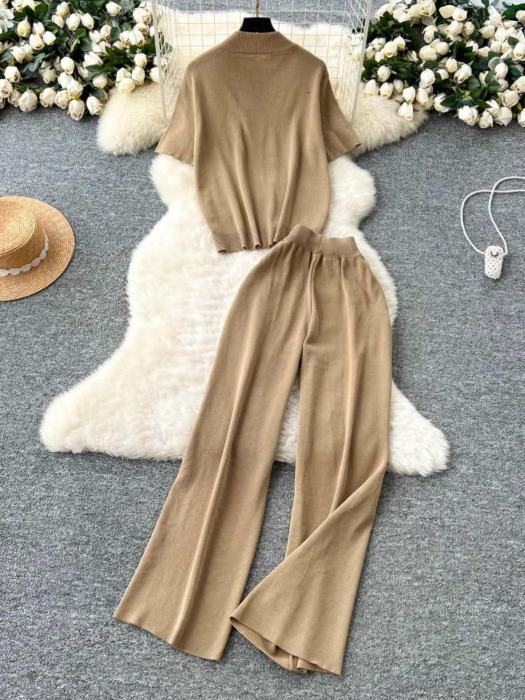 Round Neck Short Sleeved Two-piece Set