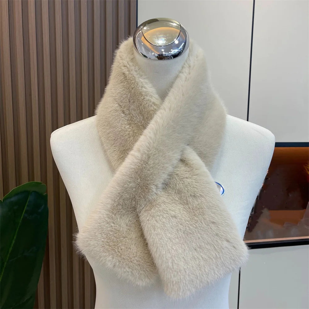 Women Winter Warm Thicken Cross Collar Scarf