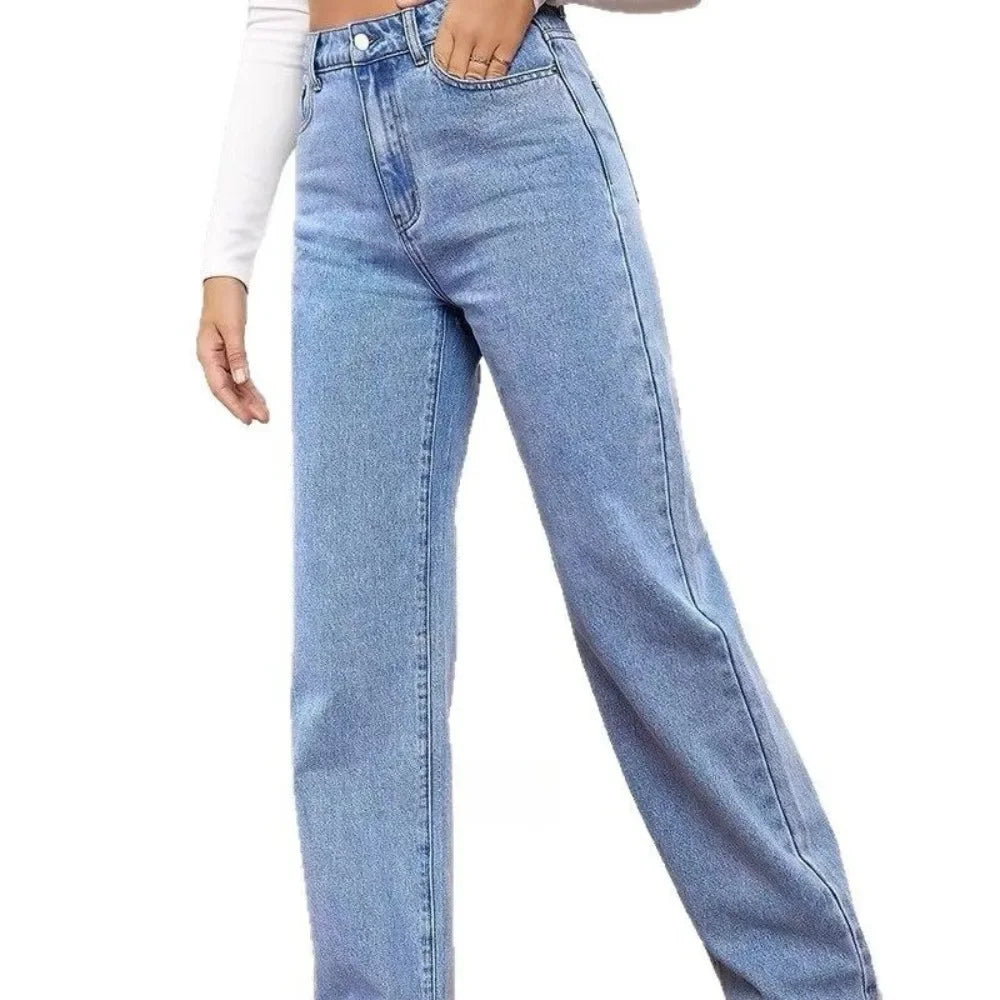 High Waist Slim Straight Ladies Jeans