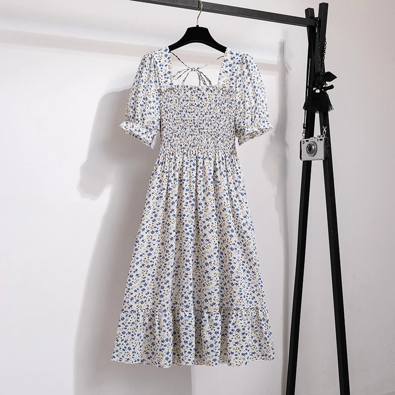 Summer Pleated Women Chiffon Dress