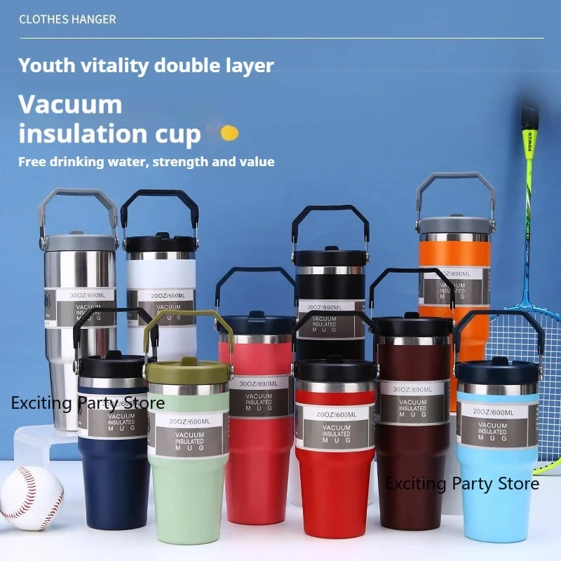 Thermal Water Bottle With Straw