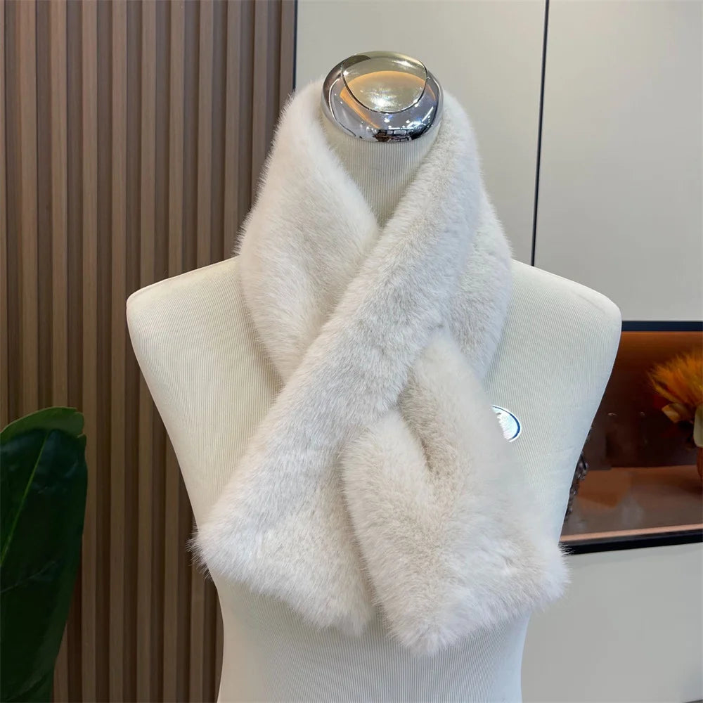 Women Winter Warm Thicken Cross Collar Scarf