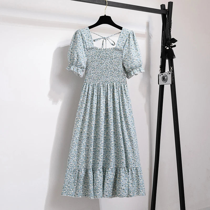 Summer Pleated Women Chiffon Dress
