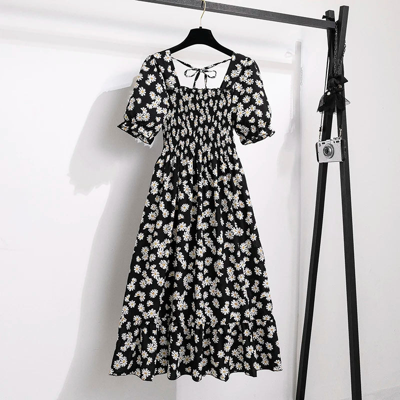 Summer Pleated Women Chiffon Dress