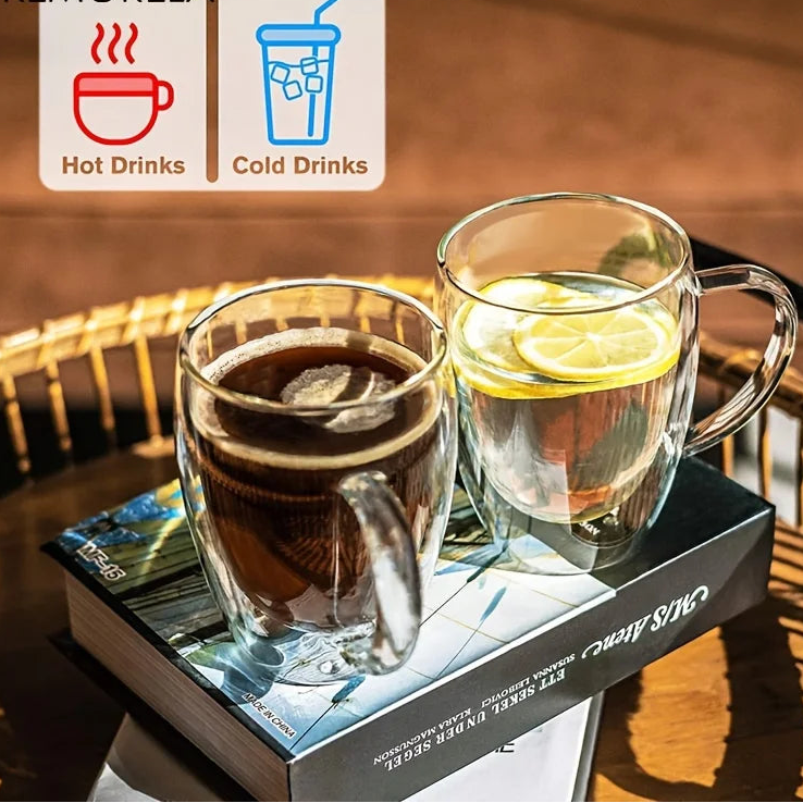 350ML Double Wall Glass Coffee Mug