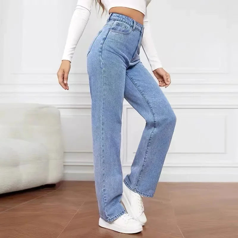 High Waist Slim Straight Ladies Jeans