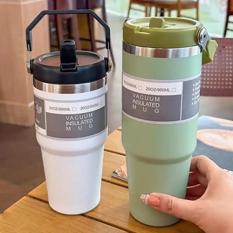 Thermal Water Bottle With Straw