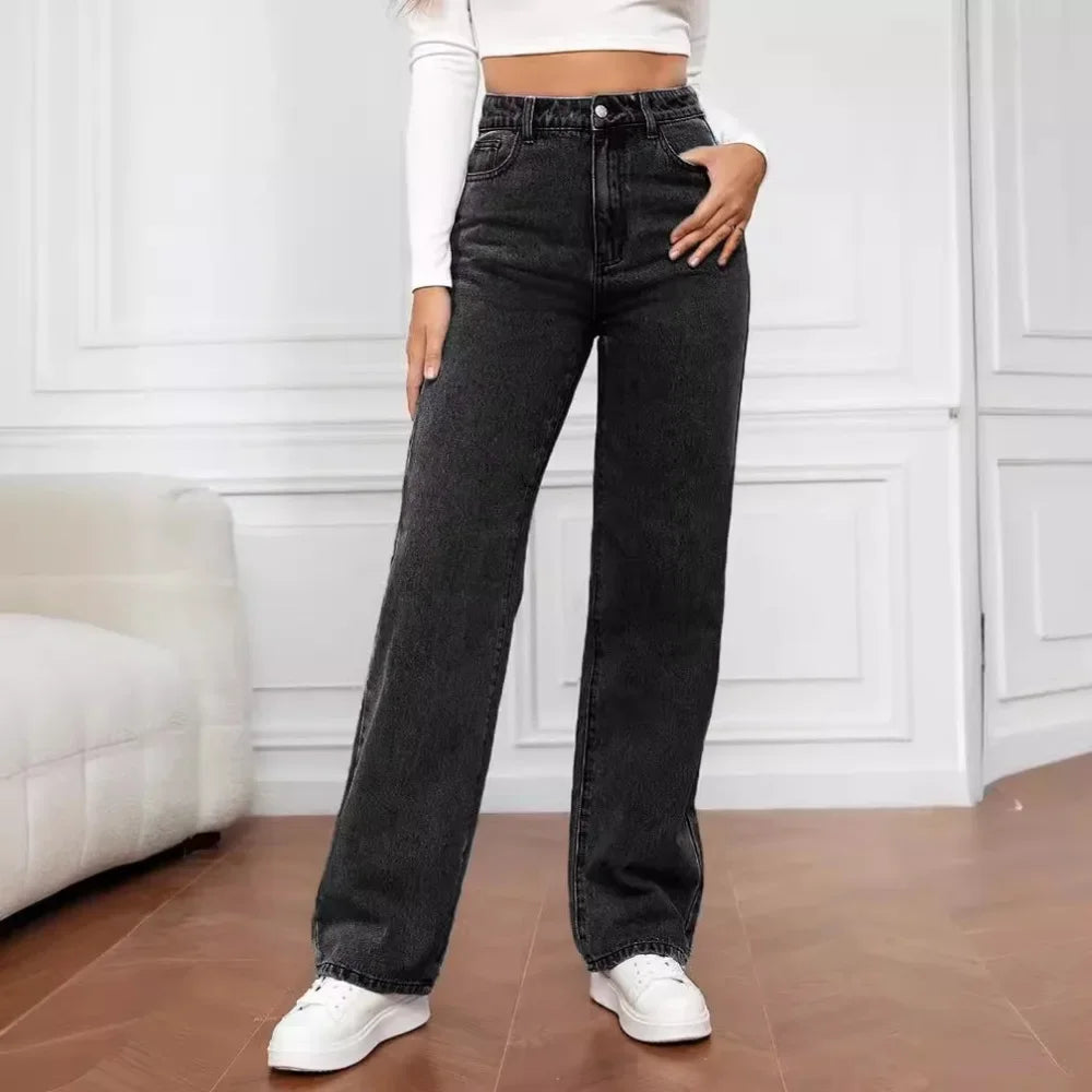 High Waist Slim Straight Ladies Jeans