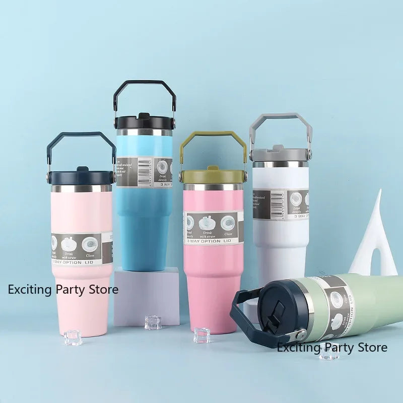 Thermal Water Bottle With Straw