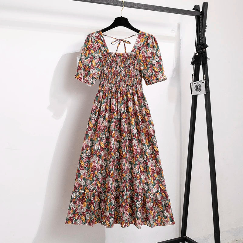Summer Pleated Women Chiffon Dress