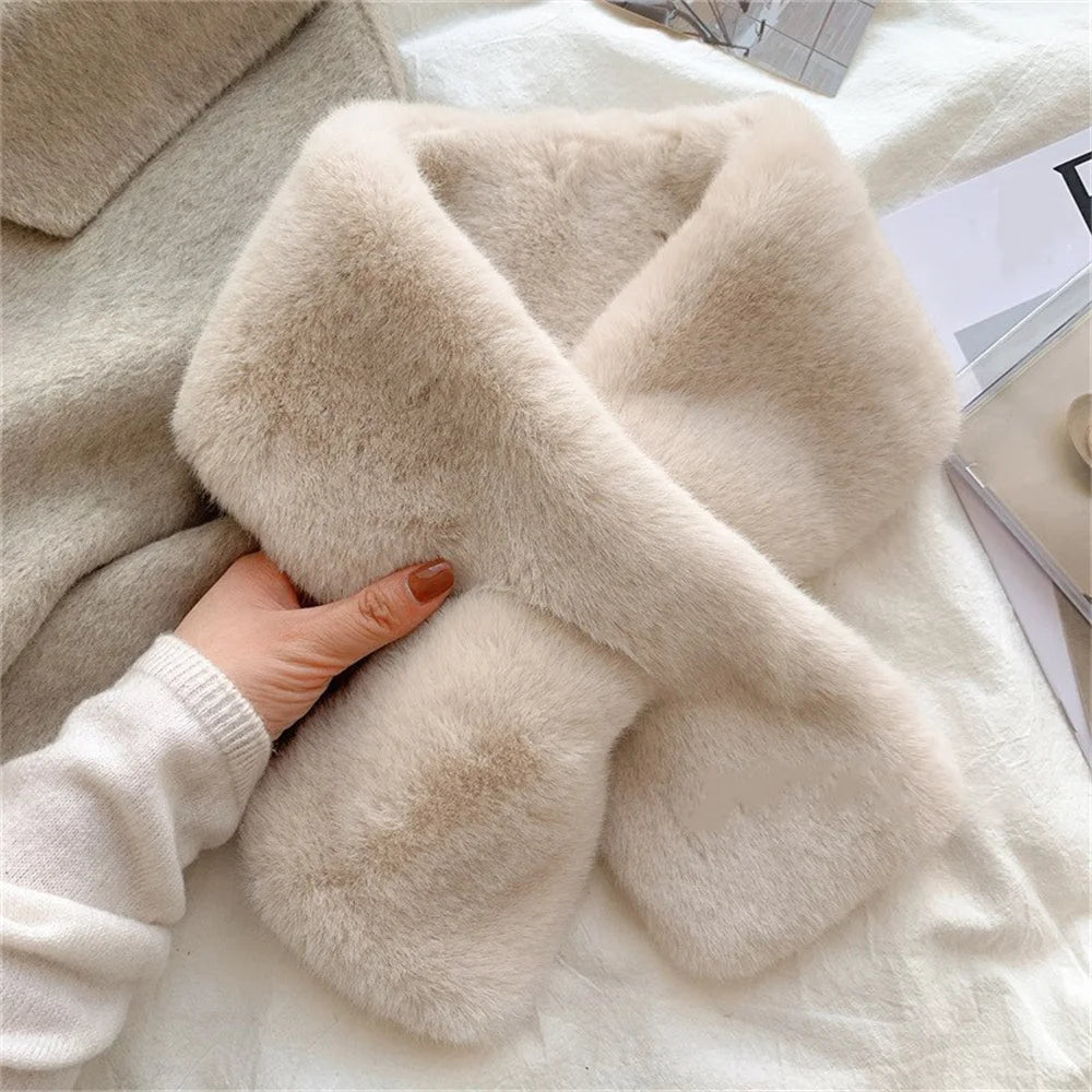 Women Winter Warm Thicken Cross Collar Scarf
