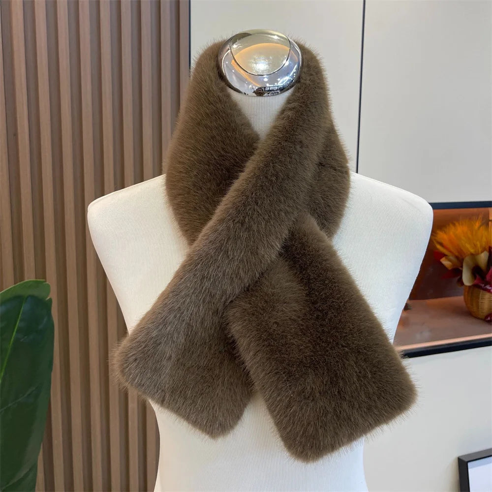 Women Winter Warm Thicken Cross Collar Scarf