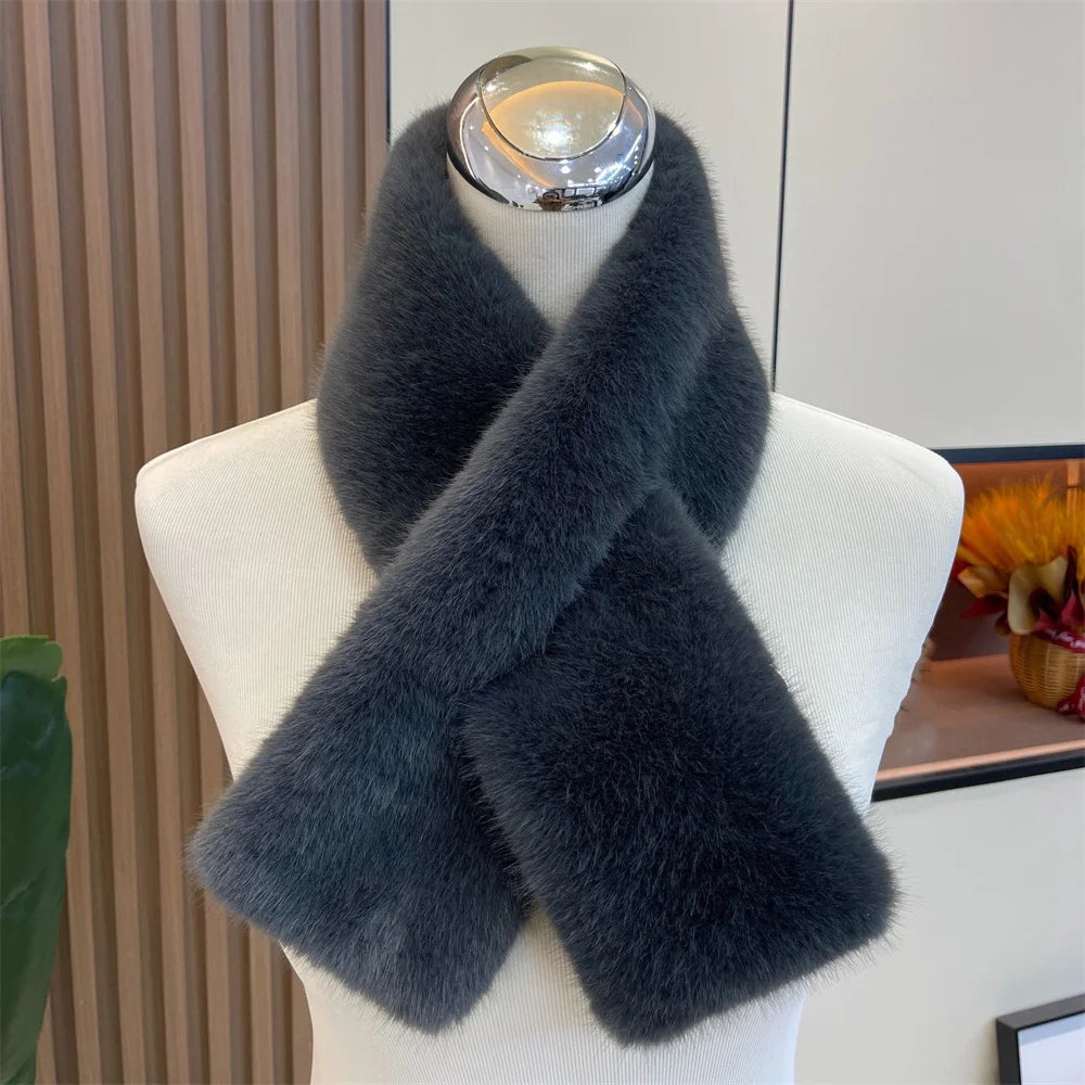 Women Winter Warm Thicken Cross Collar Scarf