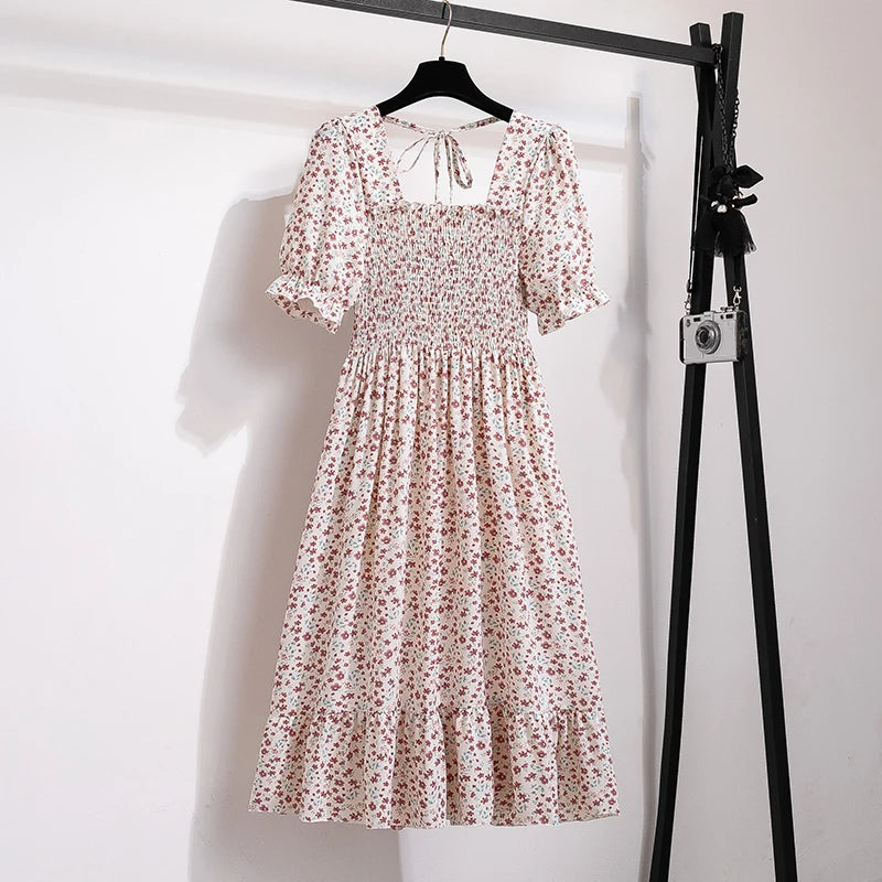 Summer Pleated Women Chiffon Dress