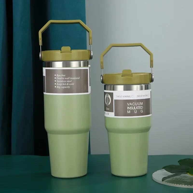 Thermal Water Bottle With Straw