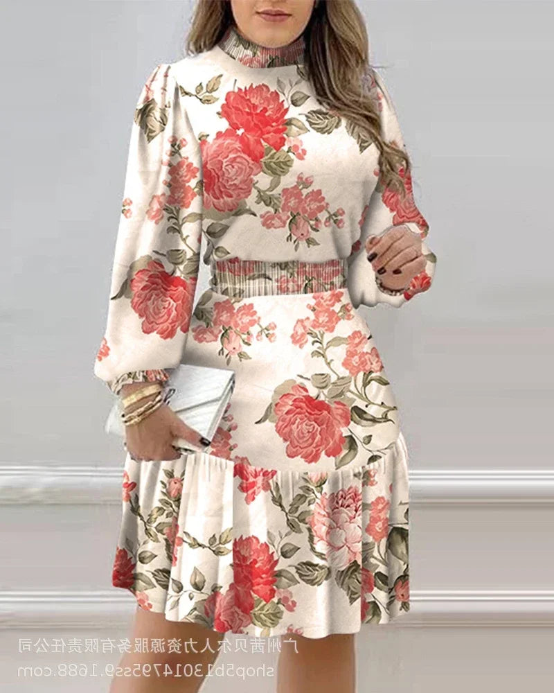 Floral Flower Printed Long Sleeve Dress