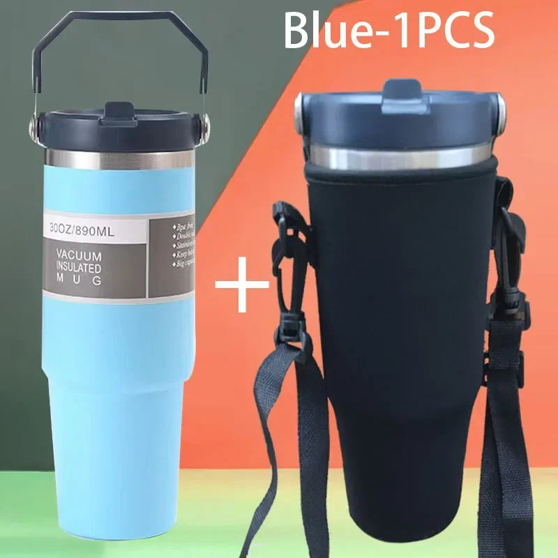 Thermal Water Bottle With Straw