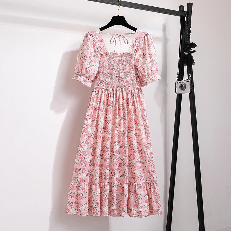 Summer Pleated Women Chiffon Dress