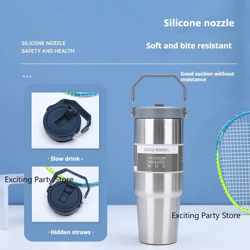 Thermal Water Bottle With Straw