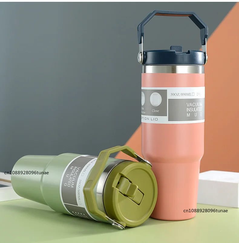 Thermal Water Bottle With Straw