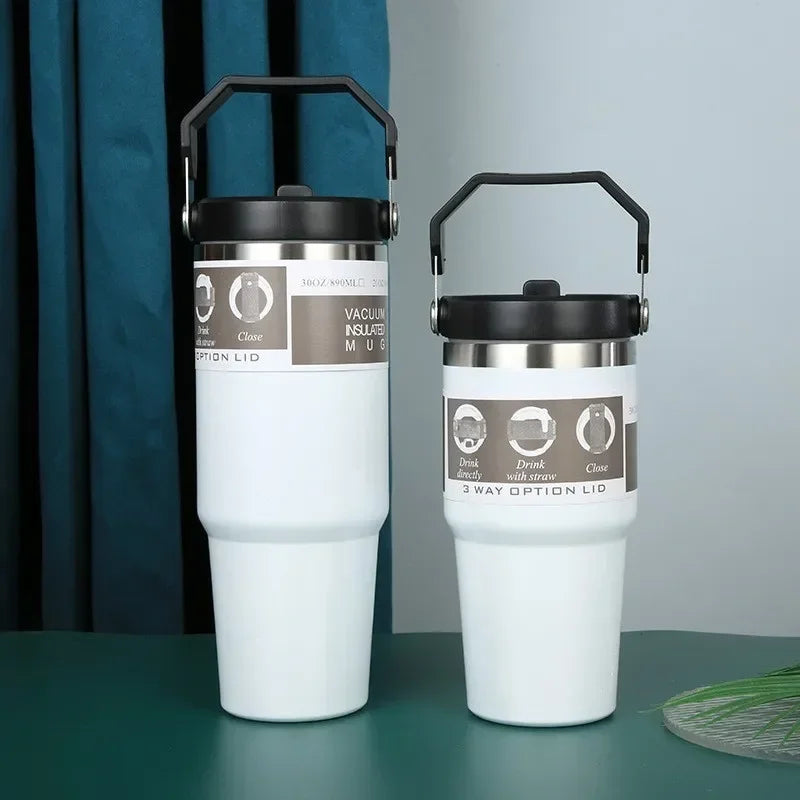 Thermal Water Bottle With Straw
