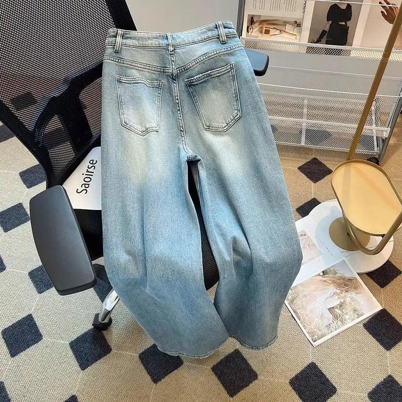 Embroidered Panda Straight Jeans