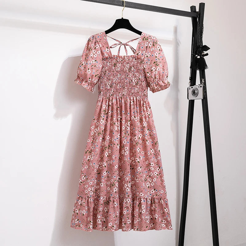 Summer Pleated Women Chiffon Dress