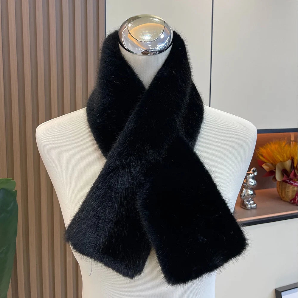 Women Winter Warm Thicken Cross Collar Scarf