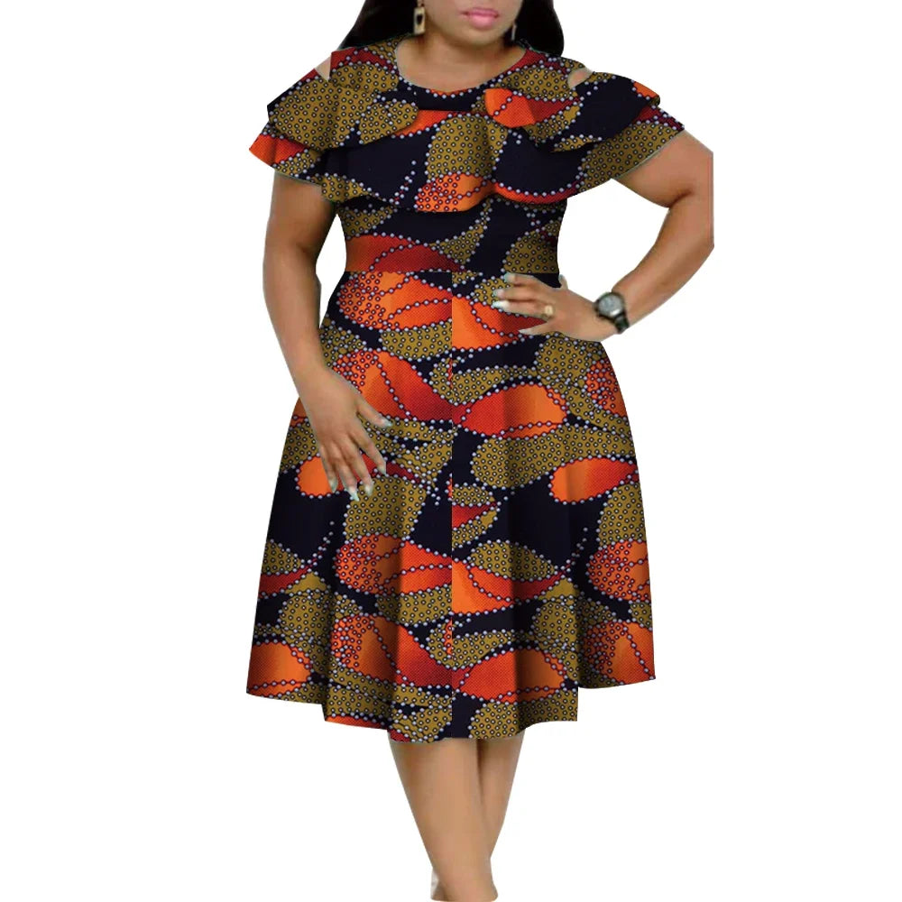 African Ruffles Collar Dresses for Women