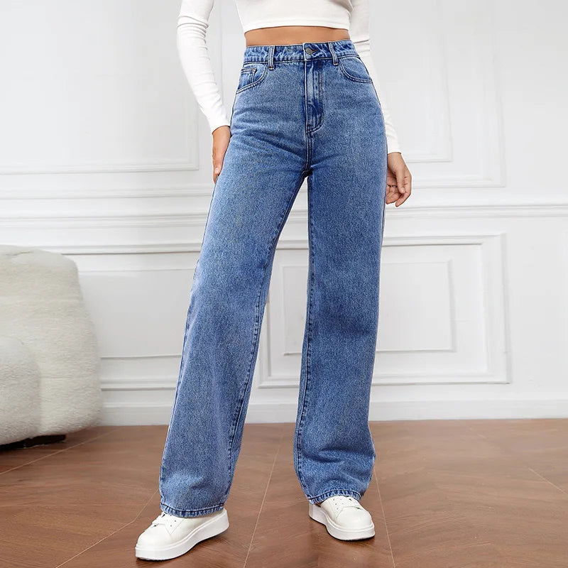 High Waist Slim Straight Ladies Jeans