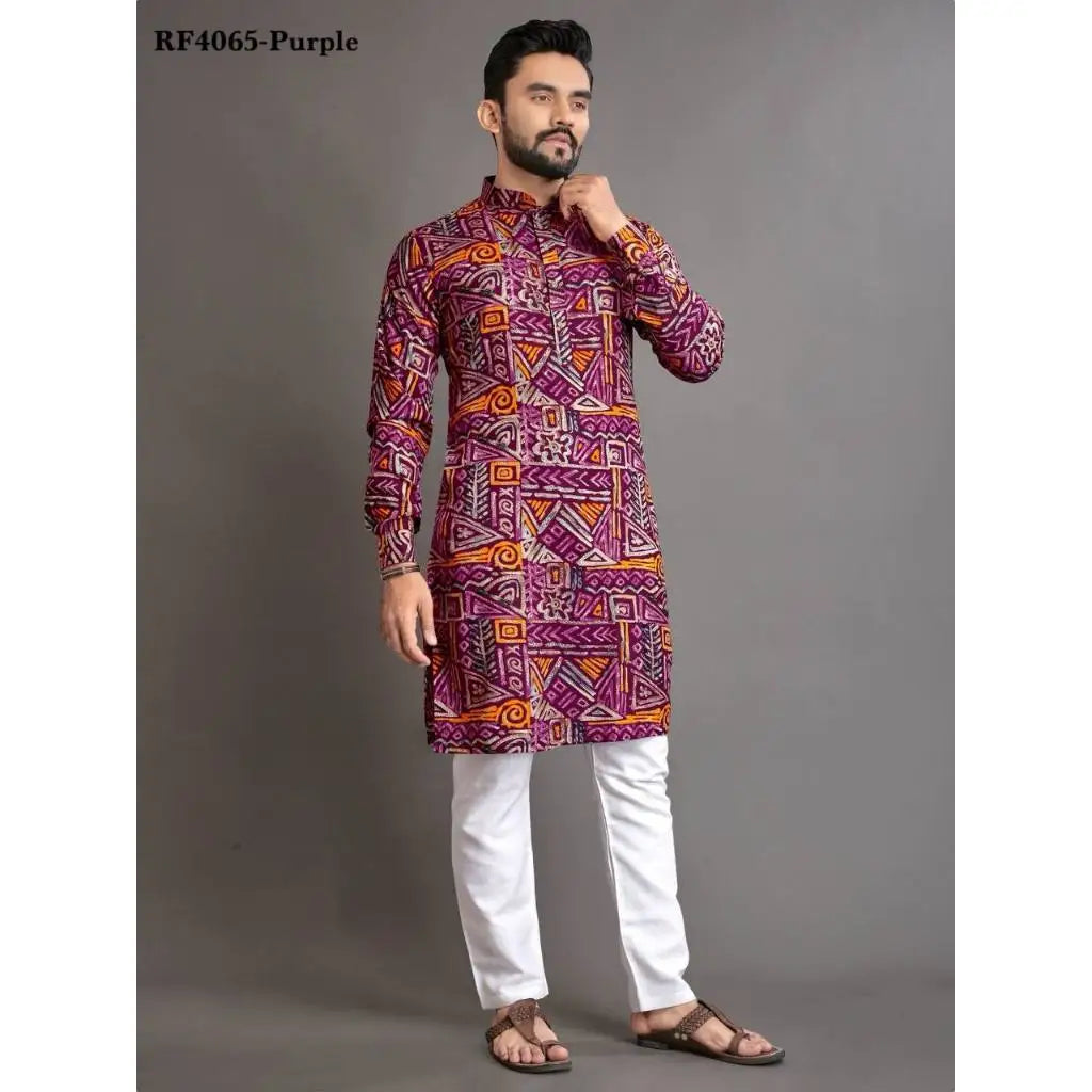 Men's Ethnic Style Mid-Length Top